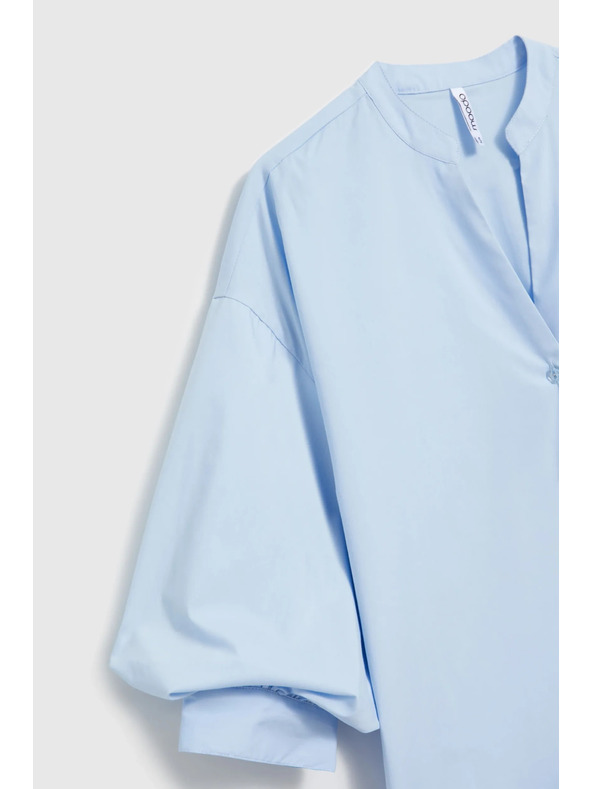 Moodo Světle modrá košile s nabíranými rukávy Moodo