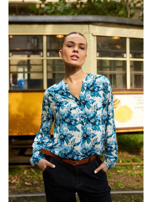 Moodo Vzorovaná košile modrá Moodo