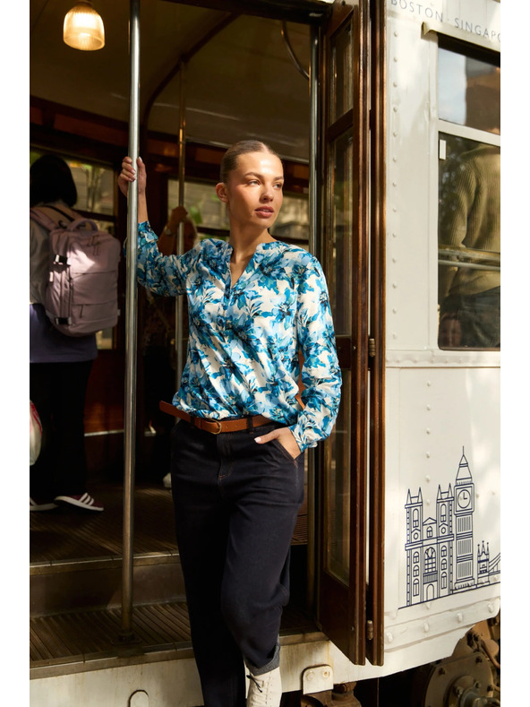 Moodo Vzorovaná košile modrá Moodo