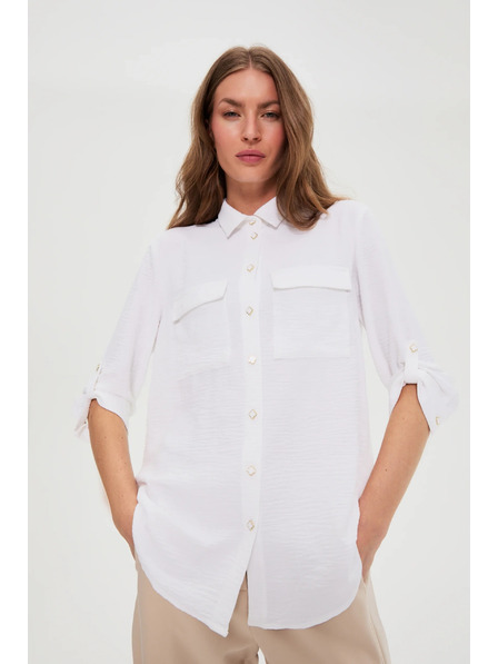 Moodo Bílá halenka s vyhrnutými rukávy Moodo