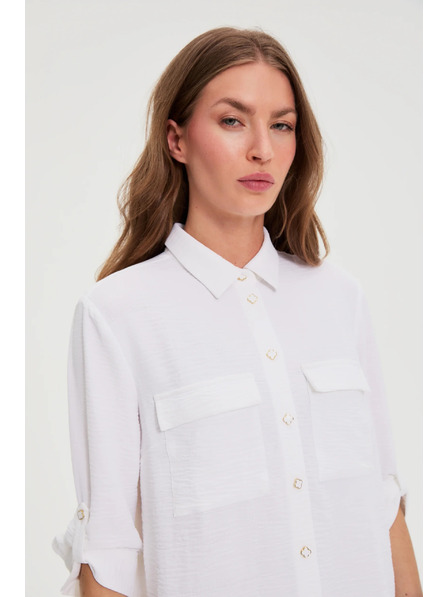 Moodo Bílá halenka s vyhrnutými rukávy Moodo