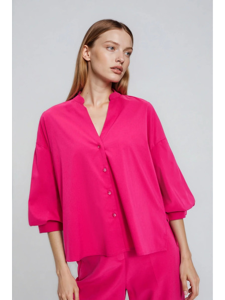 Moodo Fuchsiová košile s nabíranými rukávy Moodo