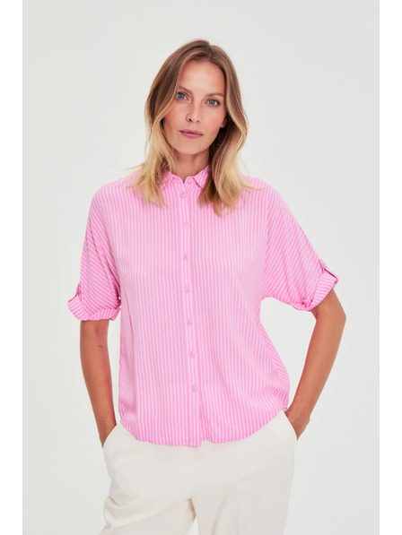 Moodo Růžová pruhovaná košile Moodo