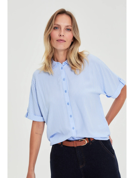 Moodo Světle modrá pruhovaná košile Moodo