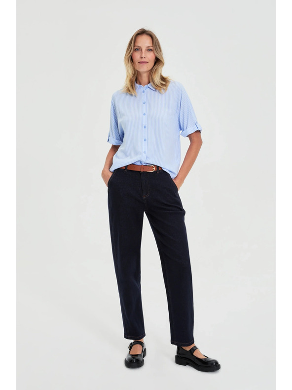 Moodo Světle modrá pruhovaná košile Moodo