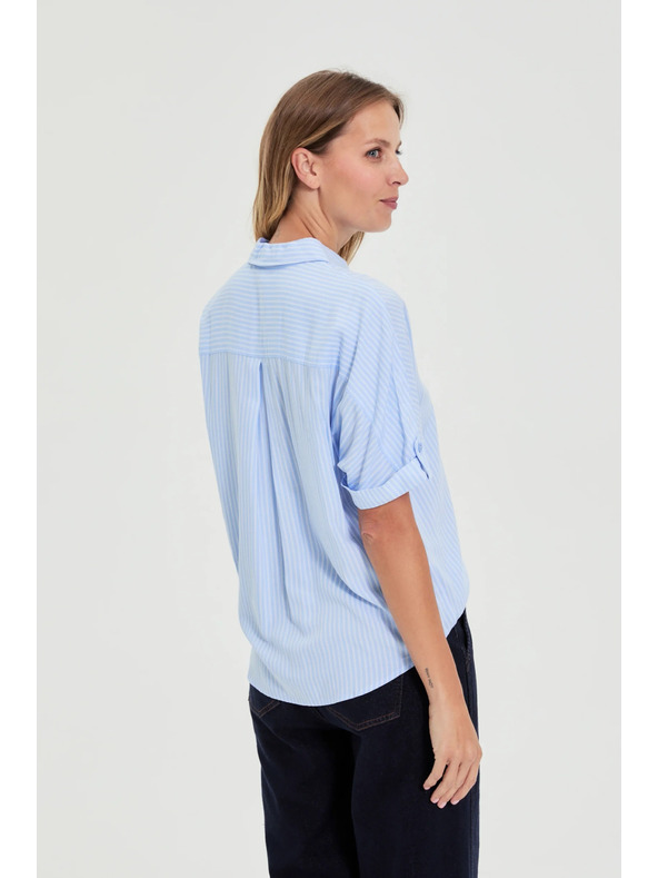 Moodo Světle modrá pruhovaná košile Moodo