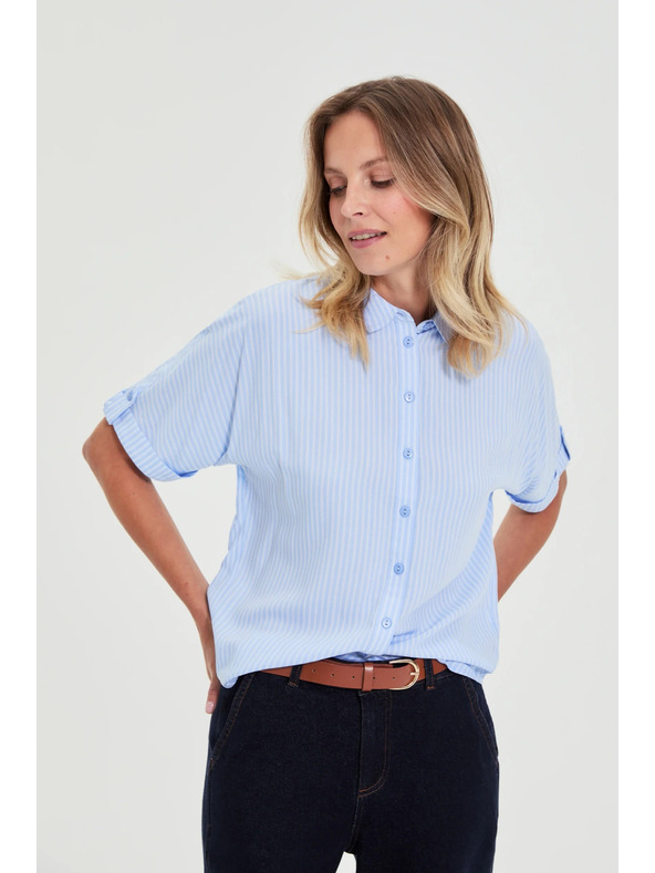Moodo Světle modrá pruhovaná košile Moodo