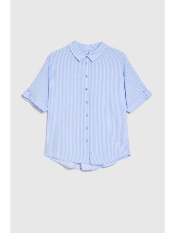Moodo Světle modrá pruhovaná košile Moodo