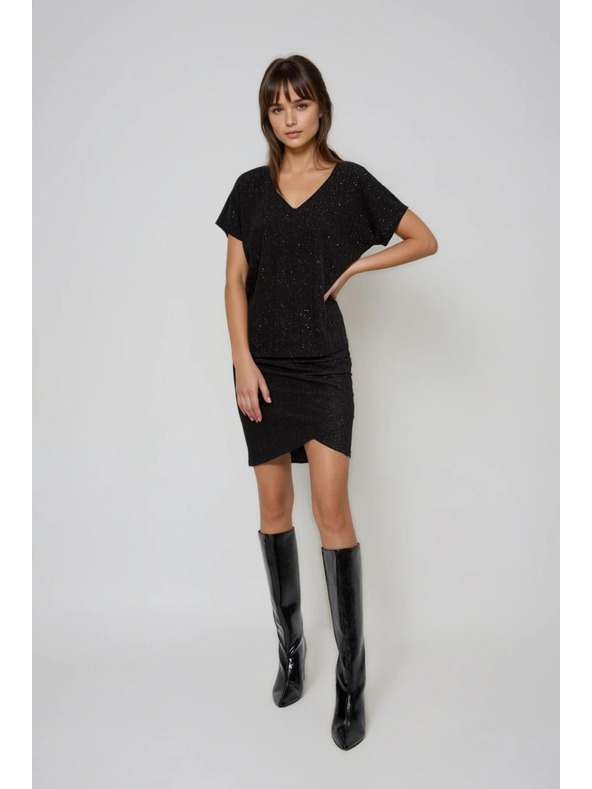 Moodo Lesklý top se zavázáním na zádech černý Moodo