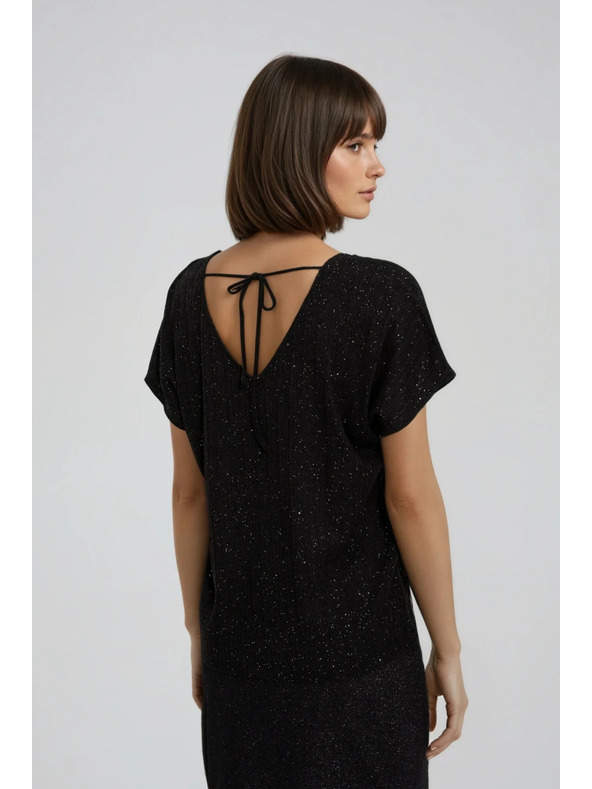 Moodo Lesklý top se zavázáním na zádech černý Moodo