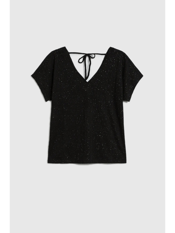 Moodo Lesklý top se zavázáním na zádech černý Moodo