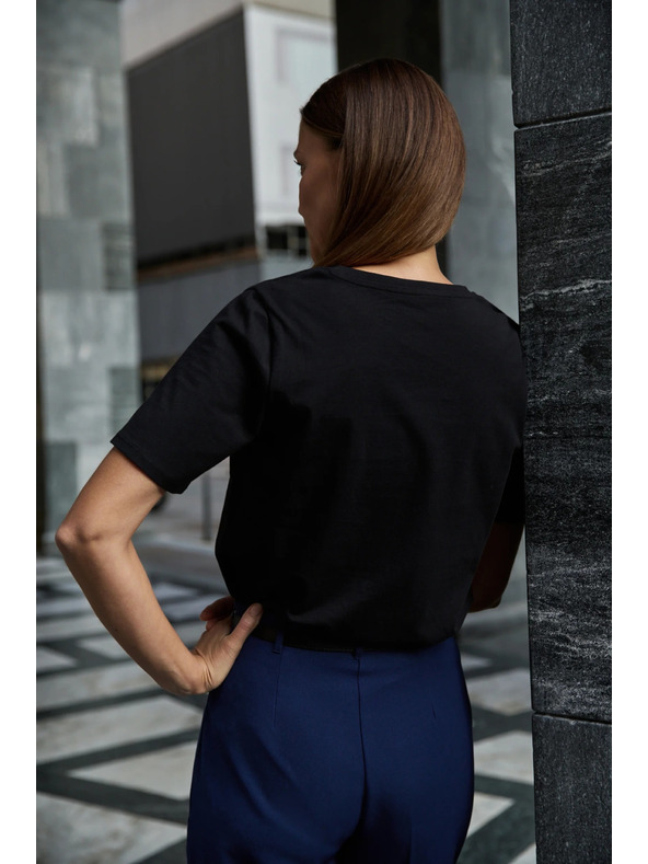 Moodo Bavlněné tričko s aplikací černé Moodo