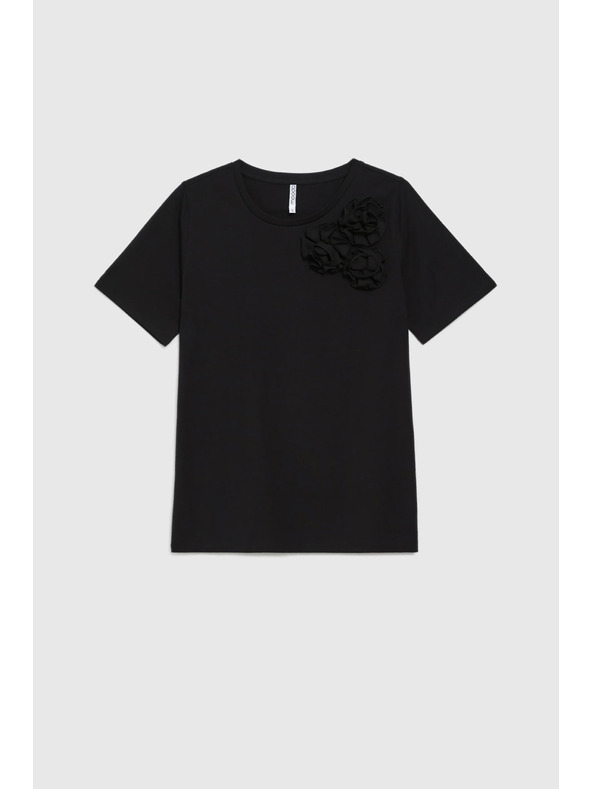 Moodo Bavlněné tričko s aplikací černé Moodo