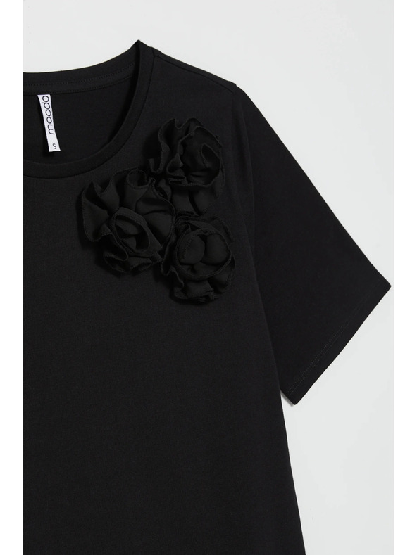 Moodo Bavlněné tričko s aplikací černé Moodo