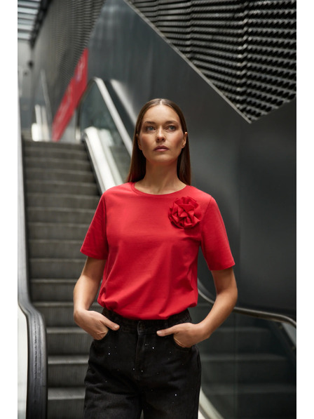 Moodo Bavlněná halenka s aplikací červená Moodo