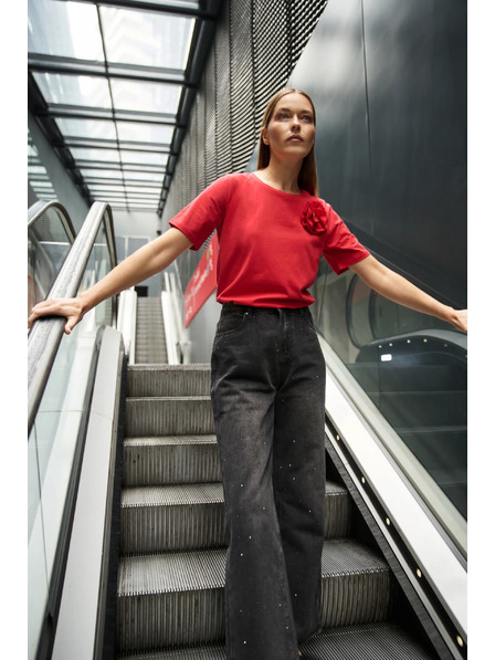 Moodo Bavlněná halenka s aplikací červená Moodo