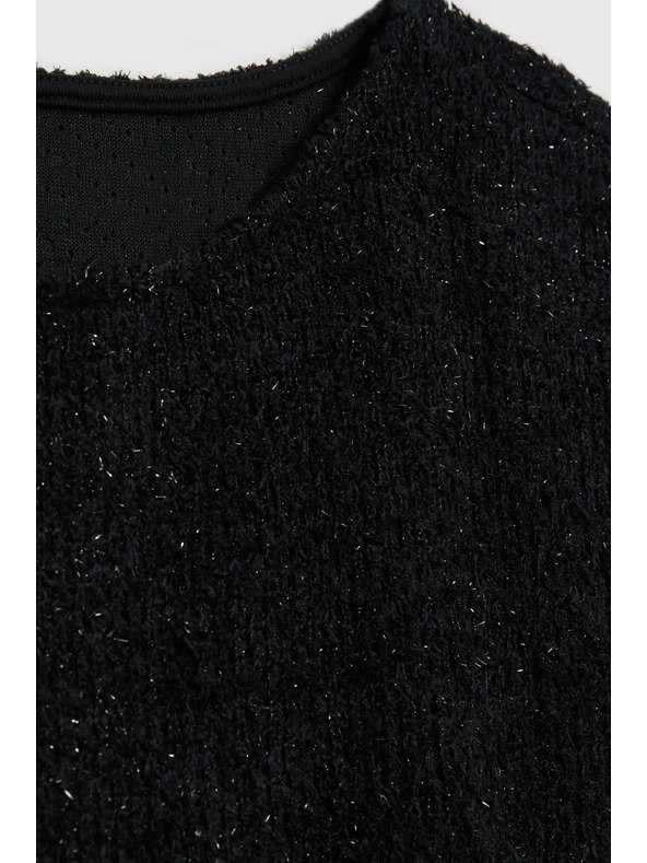 Moodo Lesklý top s krátkým rukávem černý Moodo