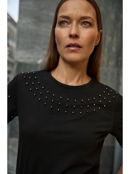 Moodo Černé tričko s korálky Moodo