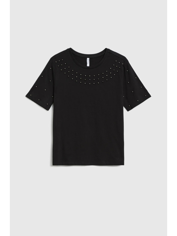 Moodo Černé tričko s korálky Moodo