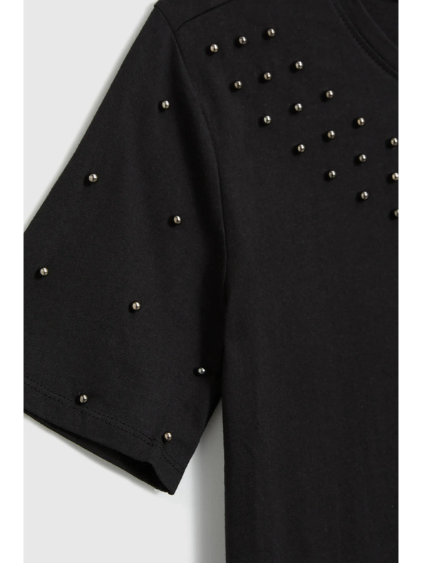 Moodo Černé tričko s korálky Moodo