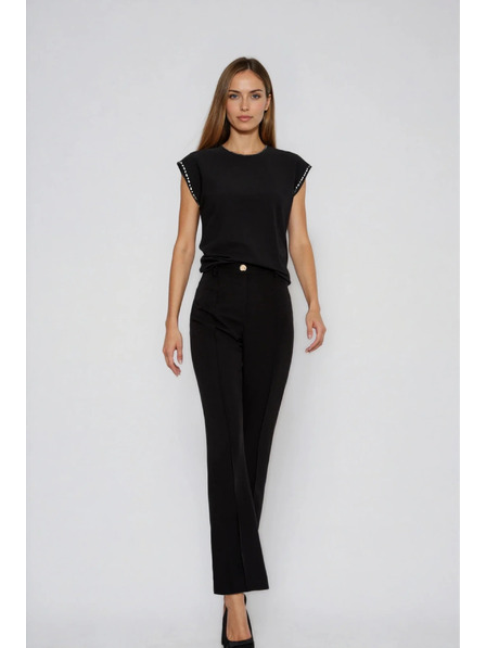 Moodo Bavlněná halenka s ozdobenými rukávy černá Moodo