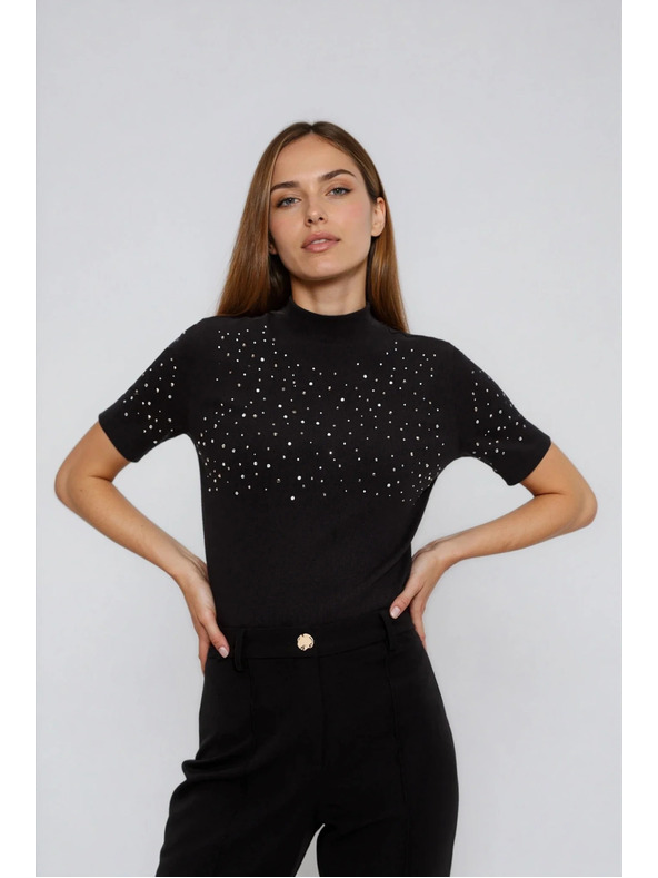 Moodo Černé tričko s krátkým rukávem Moodo