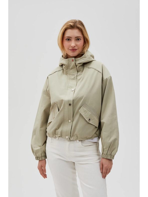 Moodo Krátká bunda s kapucí olivová Moodo