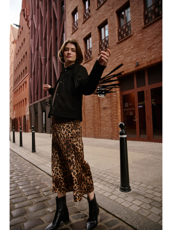 Moodo Černá bunda se střapci Moodo