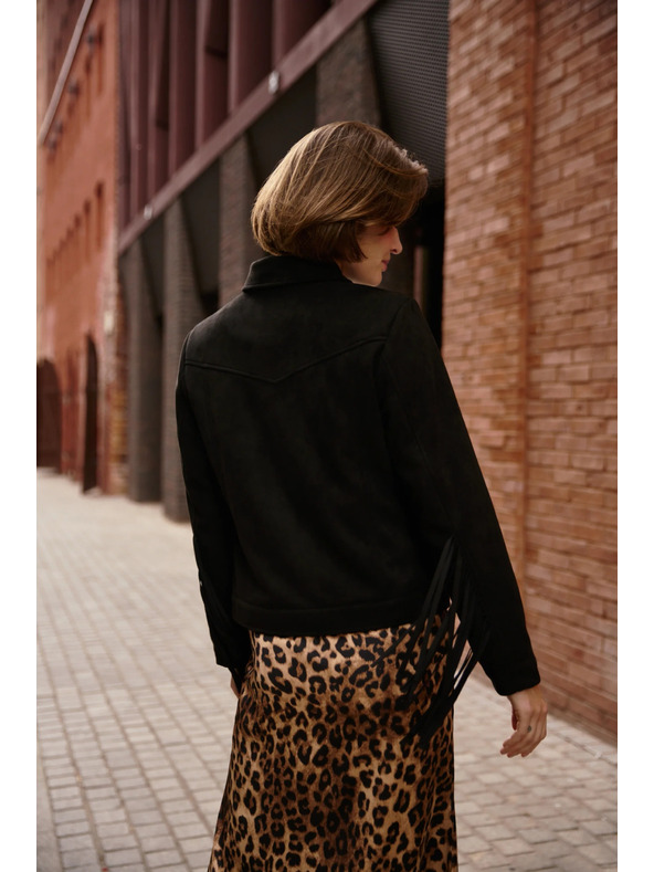 Moodo Černá bunda se střapci Moodo