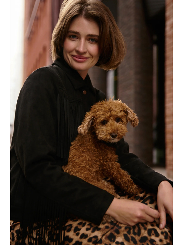 Moodo Černá bunda se střapci Moodo