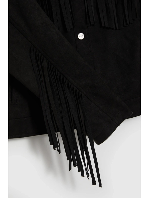 Moodo Černá bunda se střapci Moodo