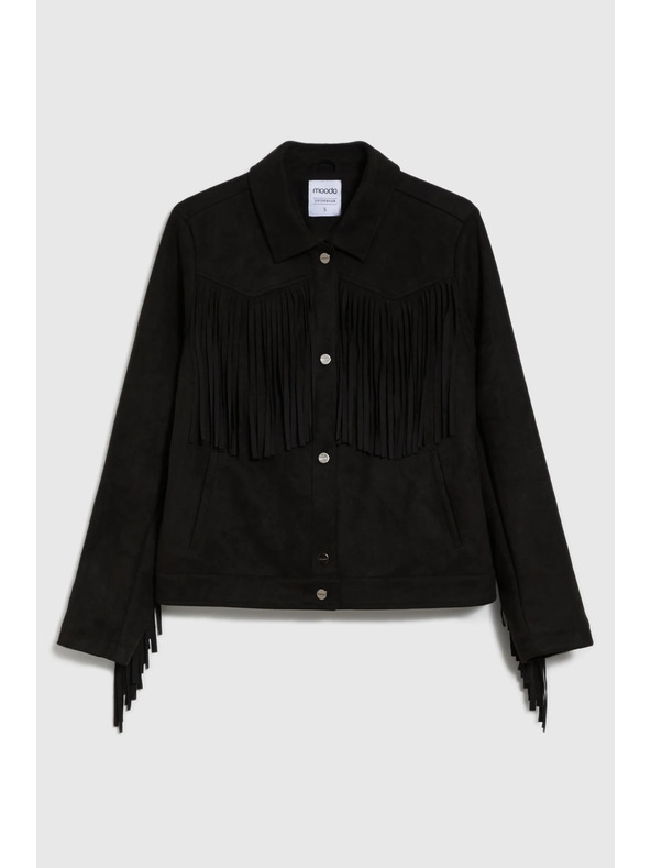 Moodo Černá bunda se střapci Moodo
