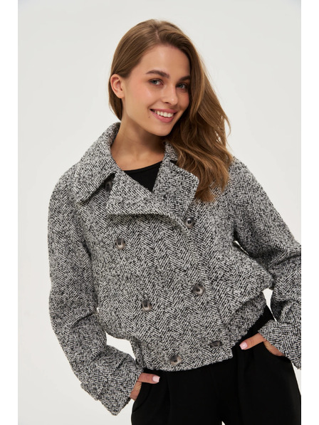 Moodo Krátký černobílý kabát Moodo