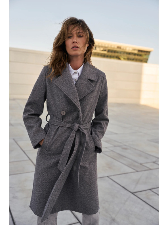 Moodo Kabát s páskem šedý Moodo