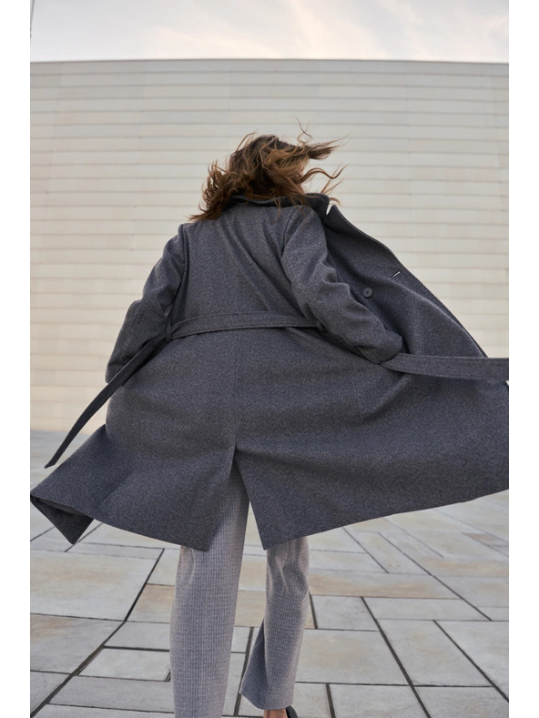 Moodo Kabát s páskem šedý Moodo