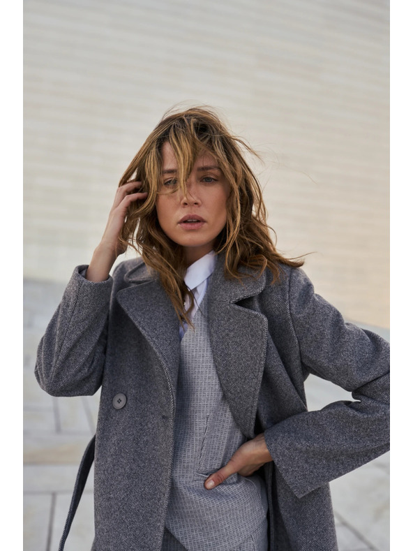 Moodo Kabát s páskem šedý Moodo