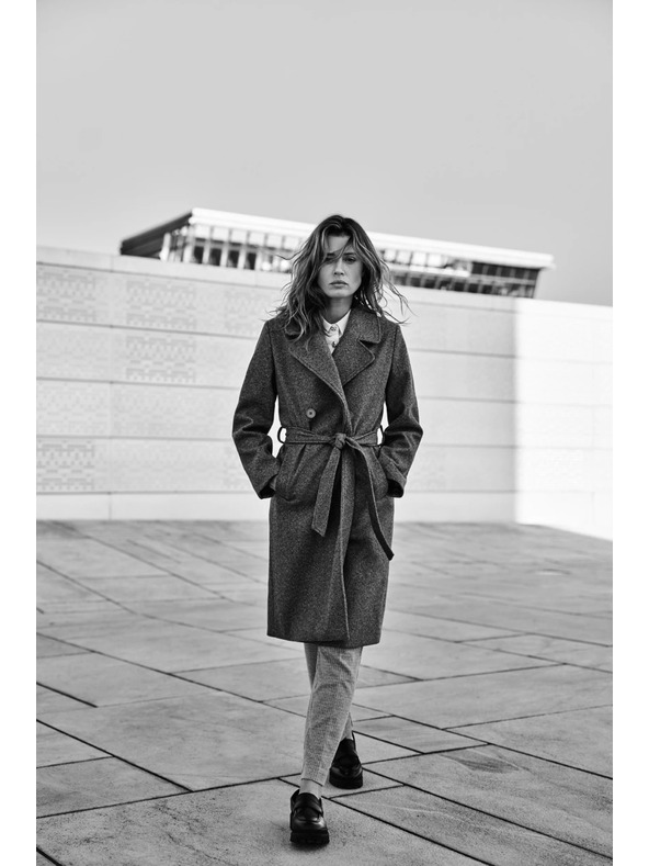 Moodo Kabát s páskem šedý Moodo