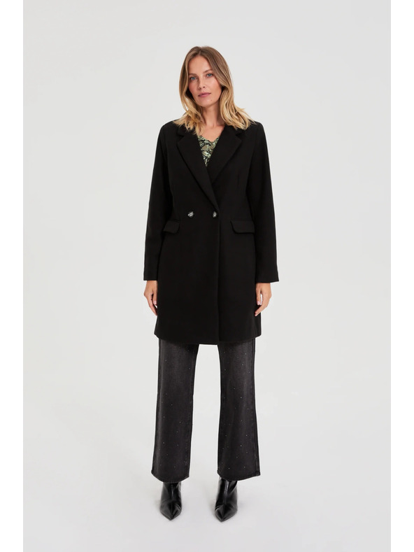 Moodo Dvojřadový kabát černý Moodo