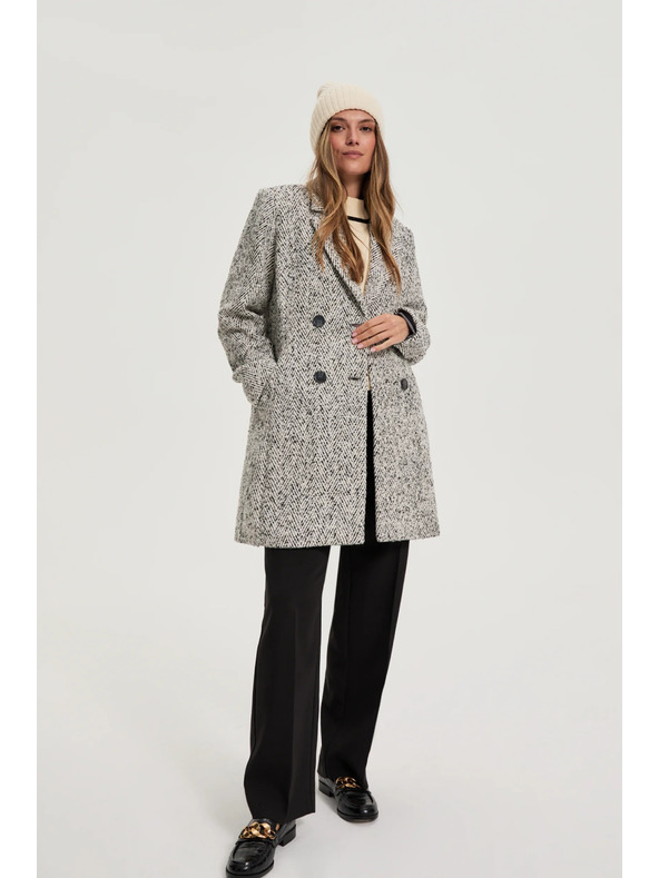 Moodo Kabát rybí kost šedý Moodo