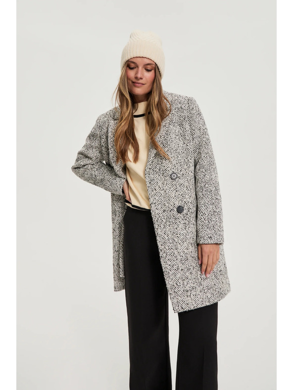 Moodo Kabát rybí kost šedý Moodo