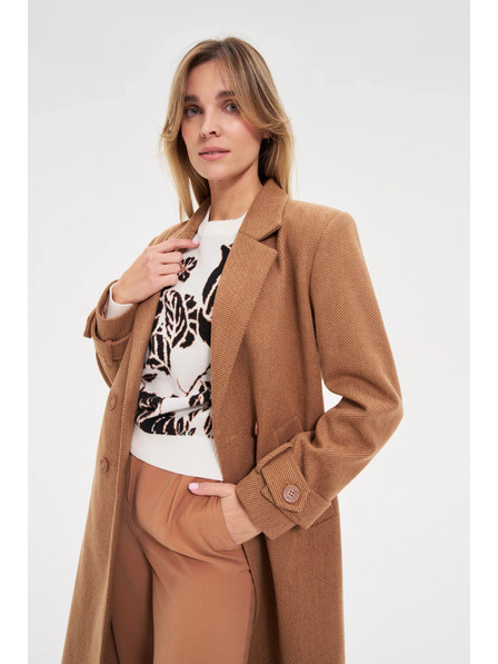 Moodo Dlouhý kabát hnědý Moodo