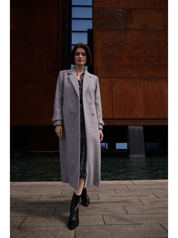 Moodo Dlouhý kabát šedý Moodo