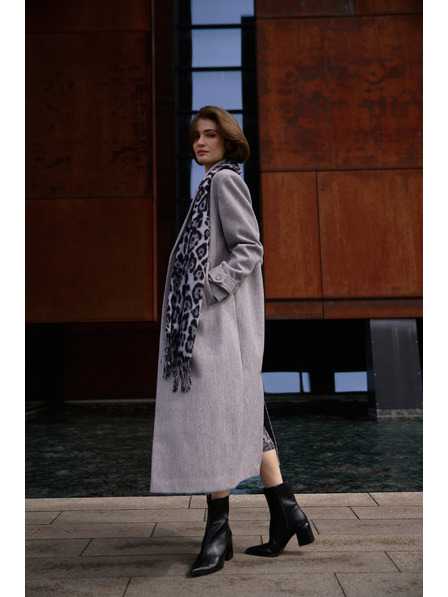 Moodo Dlouhý kabát šedý Moodo