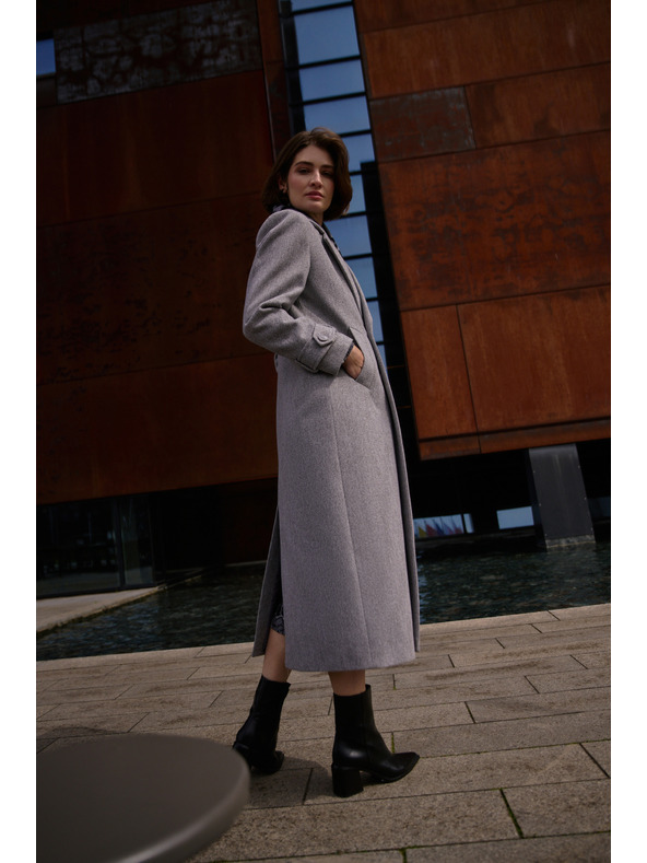 Moodo Dlouhý kabát šedý Moodo