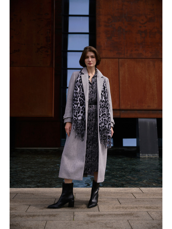 Moodo Dlouhý kabát šedý Moodo