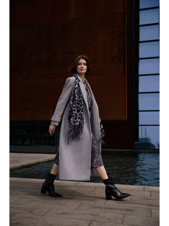 Moodo Dlouhý kabát šedý Moodo