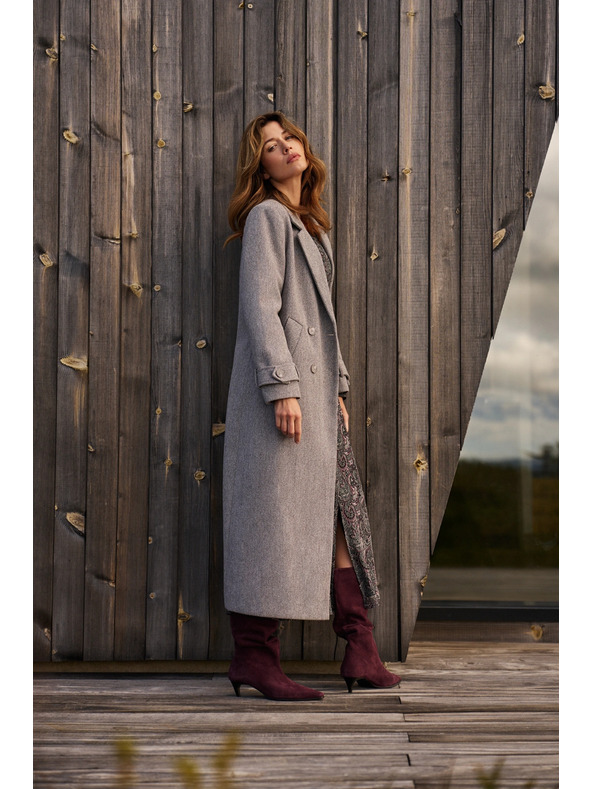 Moodo Dlouhý kabát šedý Moodo