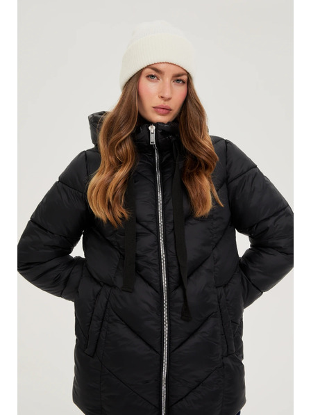 Moodo Prošívaná bunda s kapucí černá Moodo