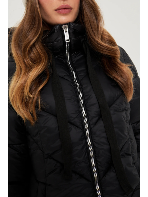 Moodo Prošívaná bunda s kapucí černá Moodo