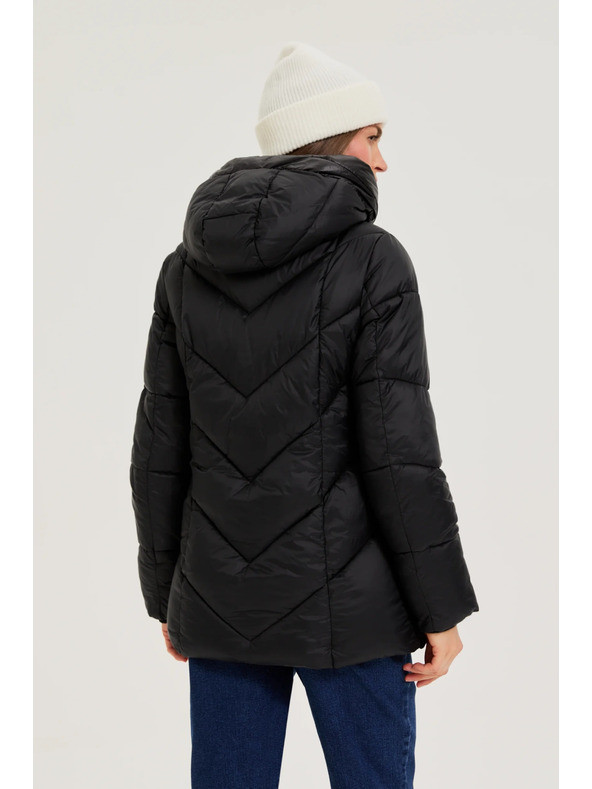 Moodo Prošívaná bunda s kapucí černá Moodo